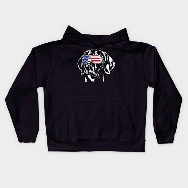 Proud Weimaraner American Flag sunglasses Kids Hoodie by wilsigns